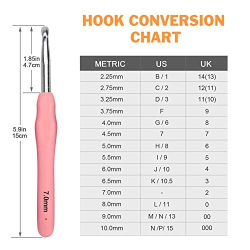 14pcs Crochet Hooks Set Ergonomic Soft Grip 2mm To 10mm Bamboo Yarn Craft