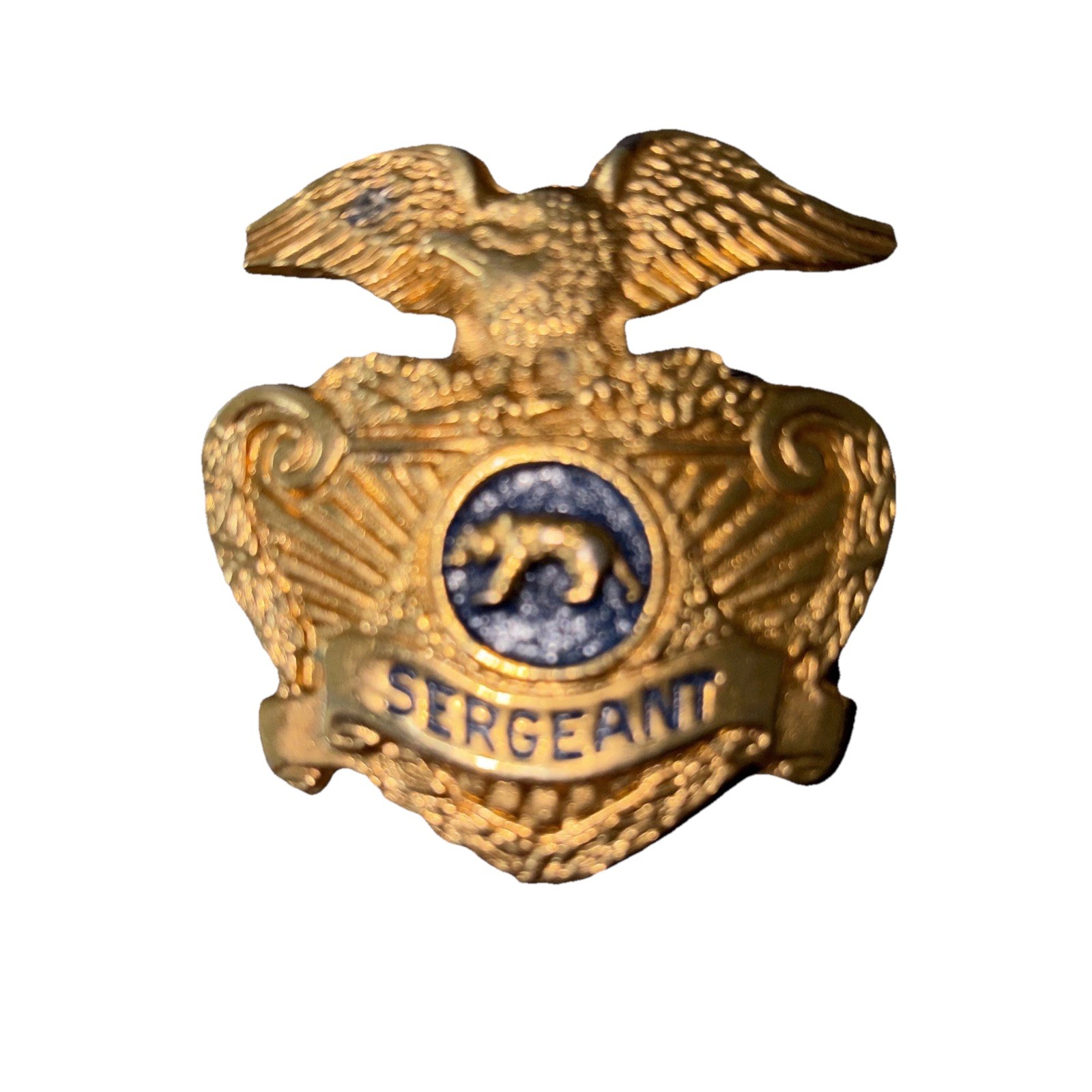 Vintage Authentic 70s California Sergeant Officer Patrolman Hat Badge W/ Bear