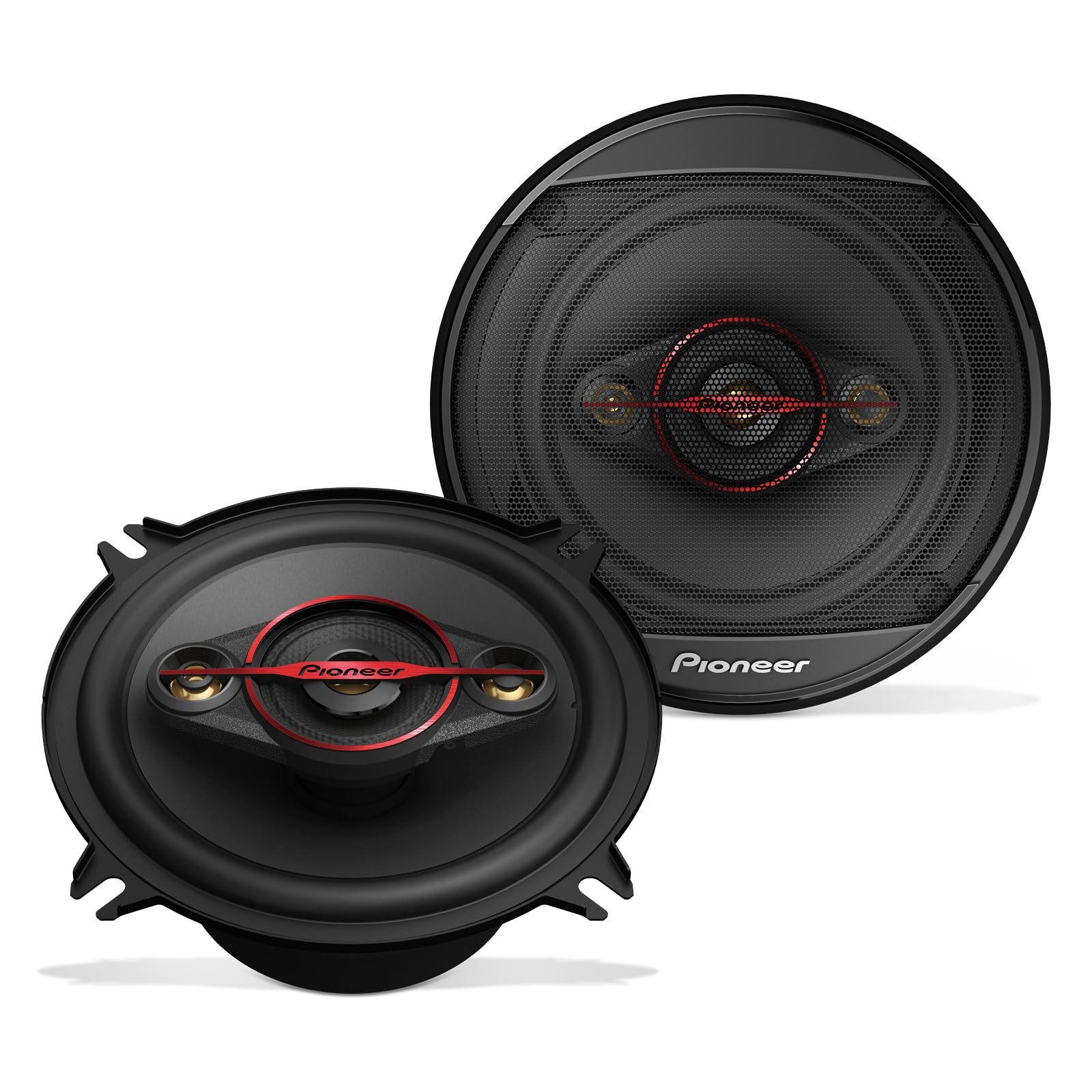 Pioneer TS-501M 4-Way Coaxial Car Audio Speakers (Pair) - 5-1/4' Black & Red