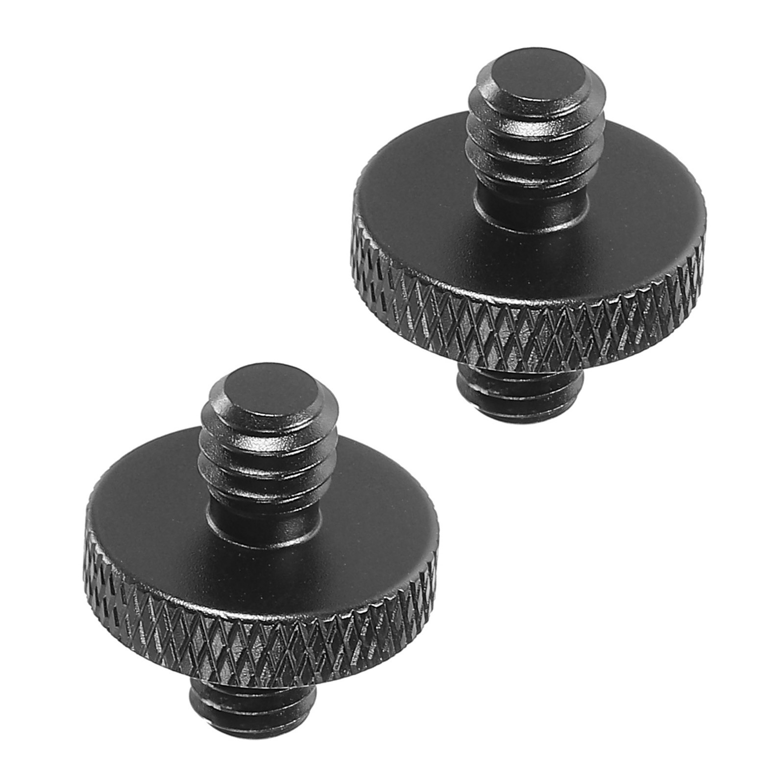 2 Pack Mic Stand Adapter M6 Male to x 1/4 Male Tripod Screw Double Sides Black