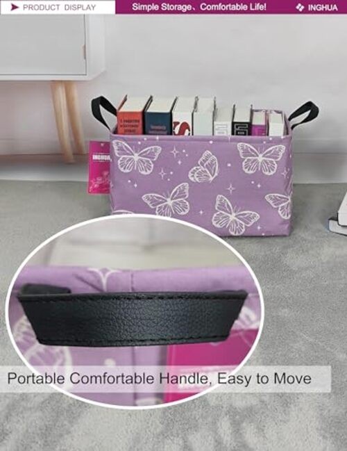 Rectangular Storage Basket Fabric Organizer Bin for Rec-butterfly