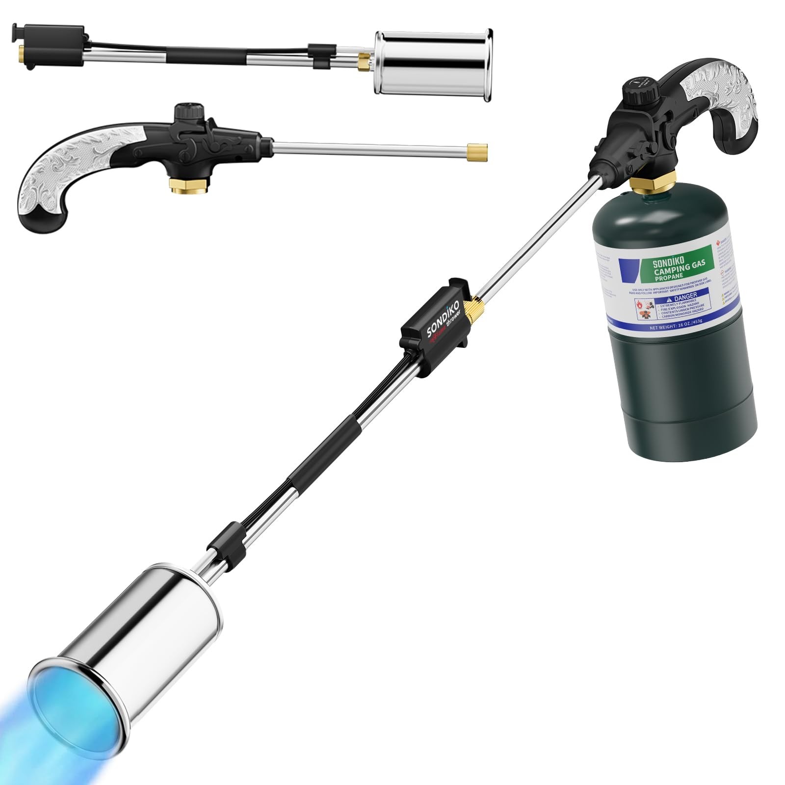 Sondiko Propane Torch Weed Burner, High Output Black & Silver