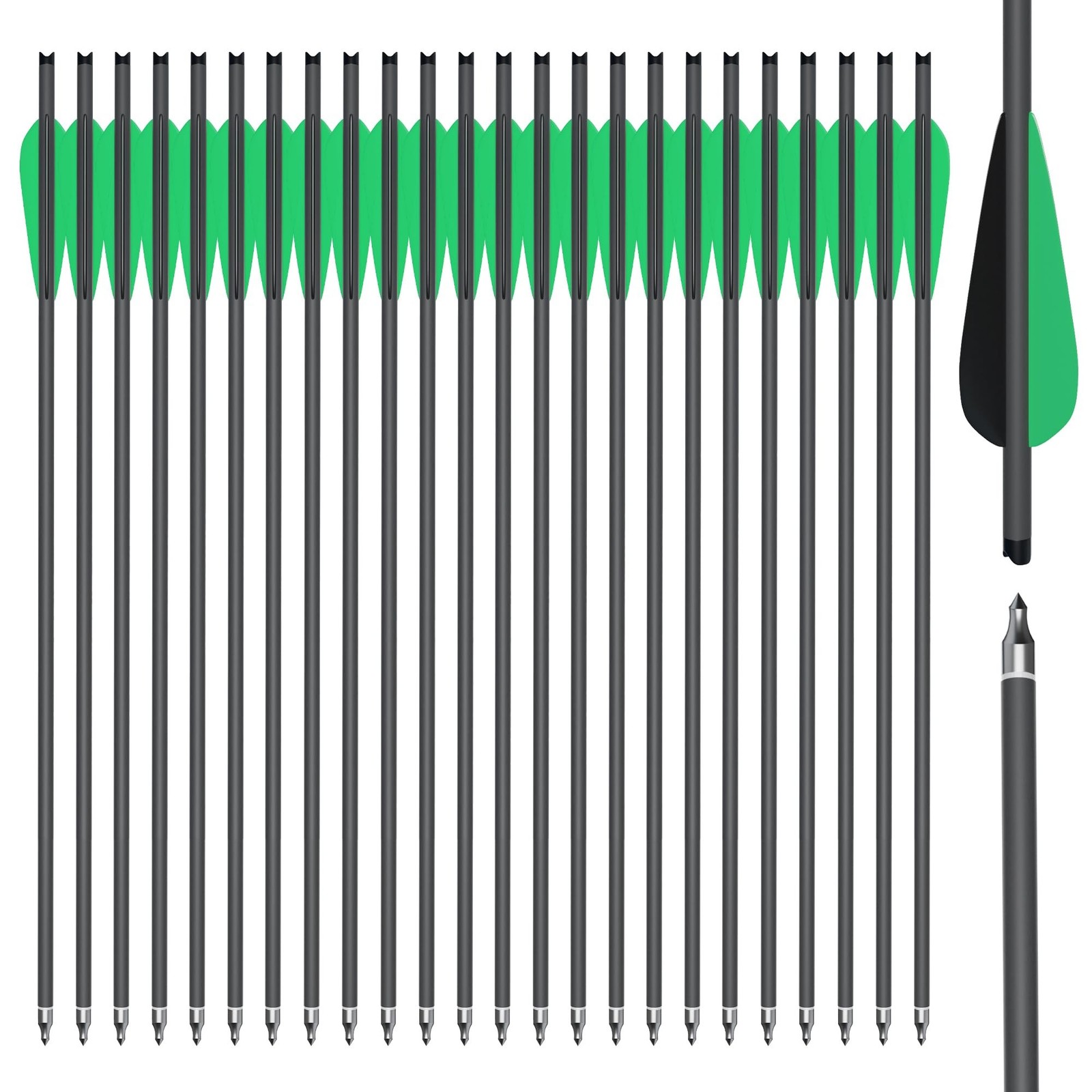 12/24Pcs Carbon Crossbow Bolts Set – 20" Hunting Carbon Arrows for Crossbo