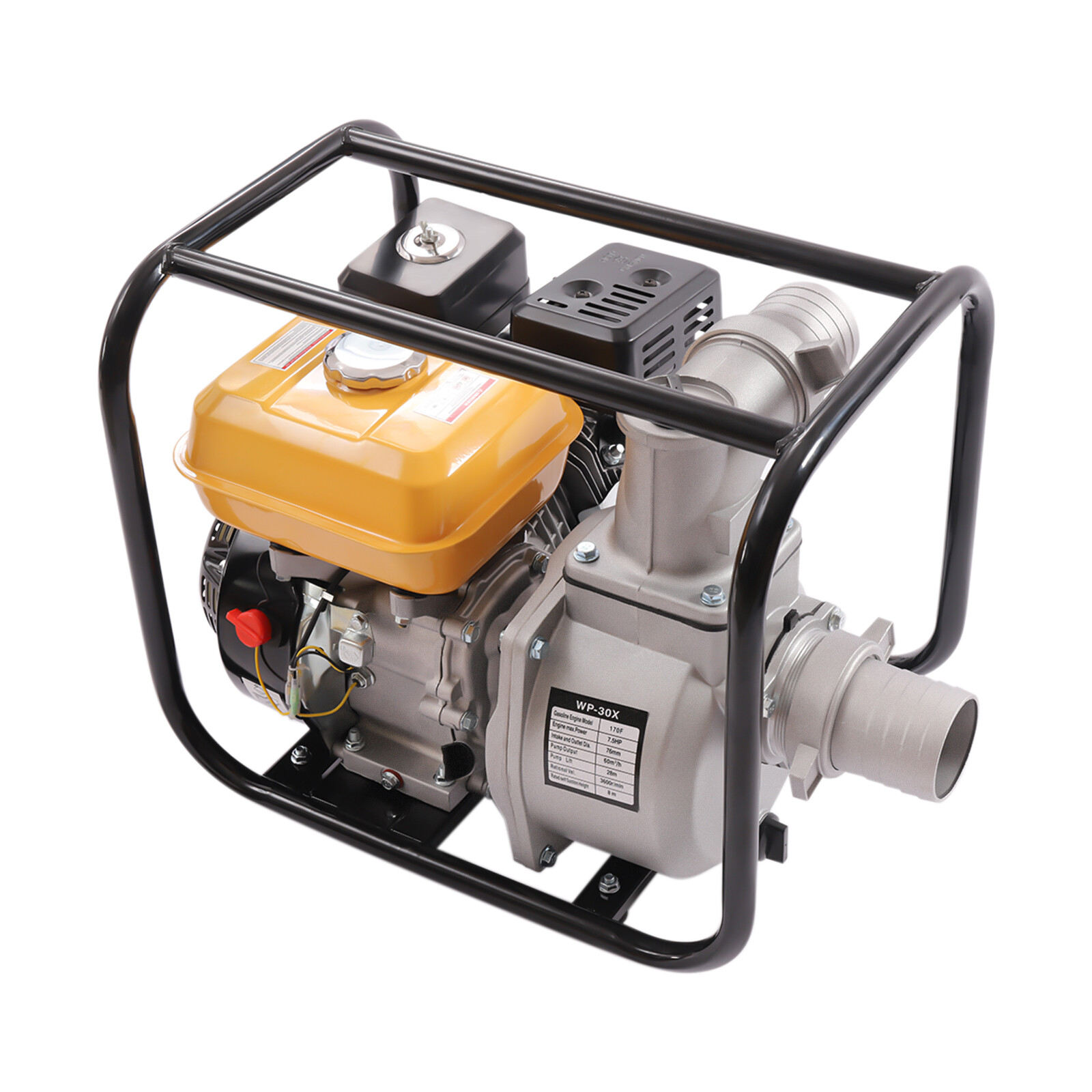 7.5 HP 3 Inch Gas Power Semi-Trash Water Pump High Pressure Garden Irrigation
