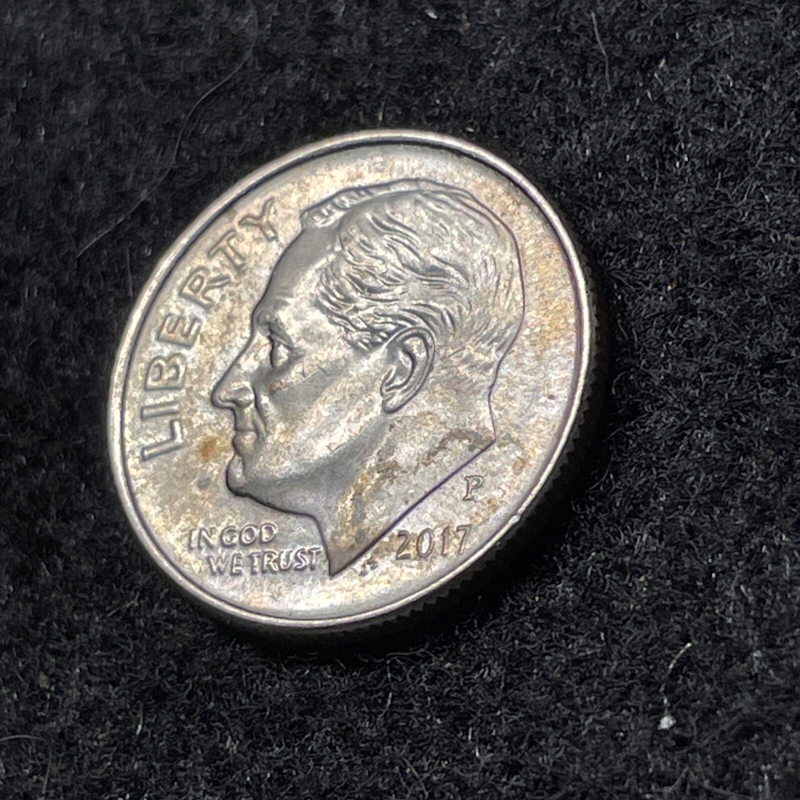 2017 Dime, Lamination Error, Copper Showing Thru Reverse, UNC