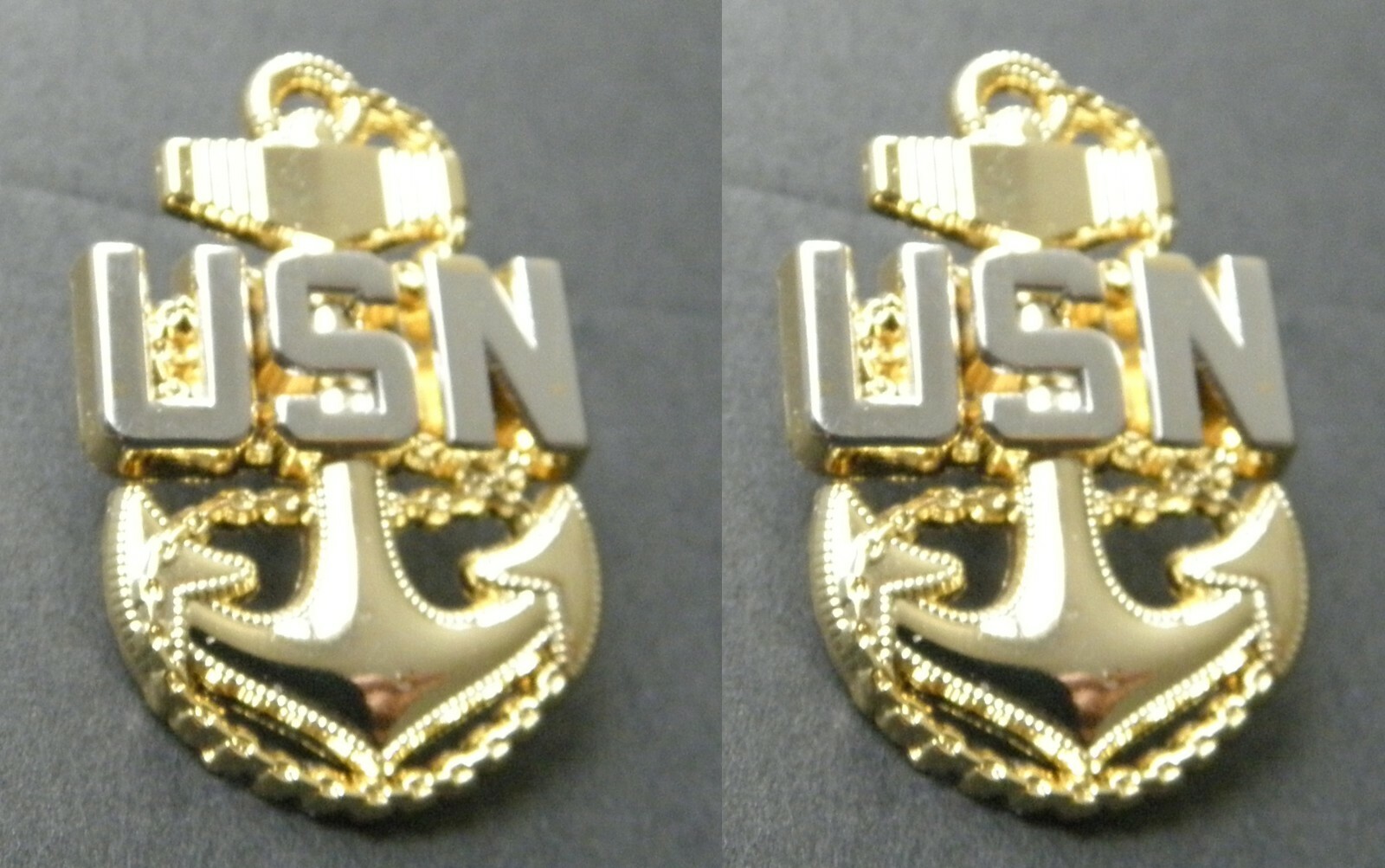 NAVY CHIEF PETTY OFFICER SET OF 2 BASIC ANCHOR LAPEL PIN BADGE 1.25 INCHES