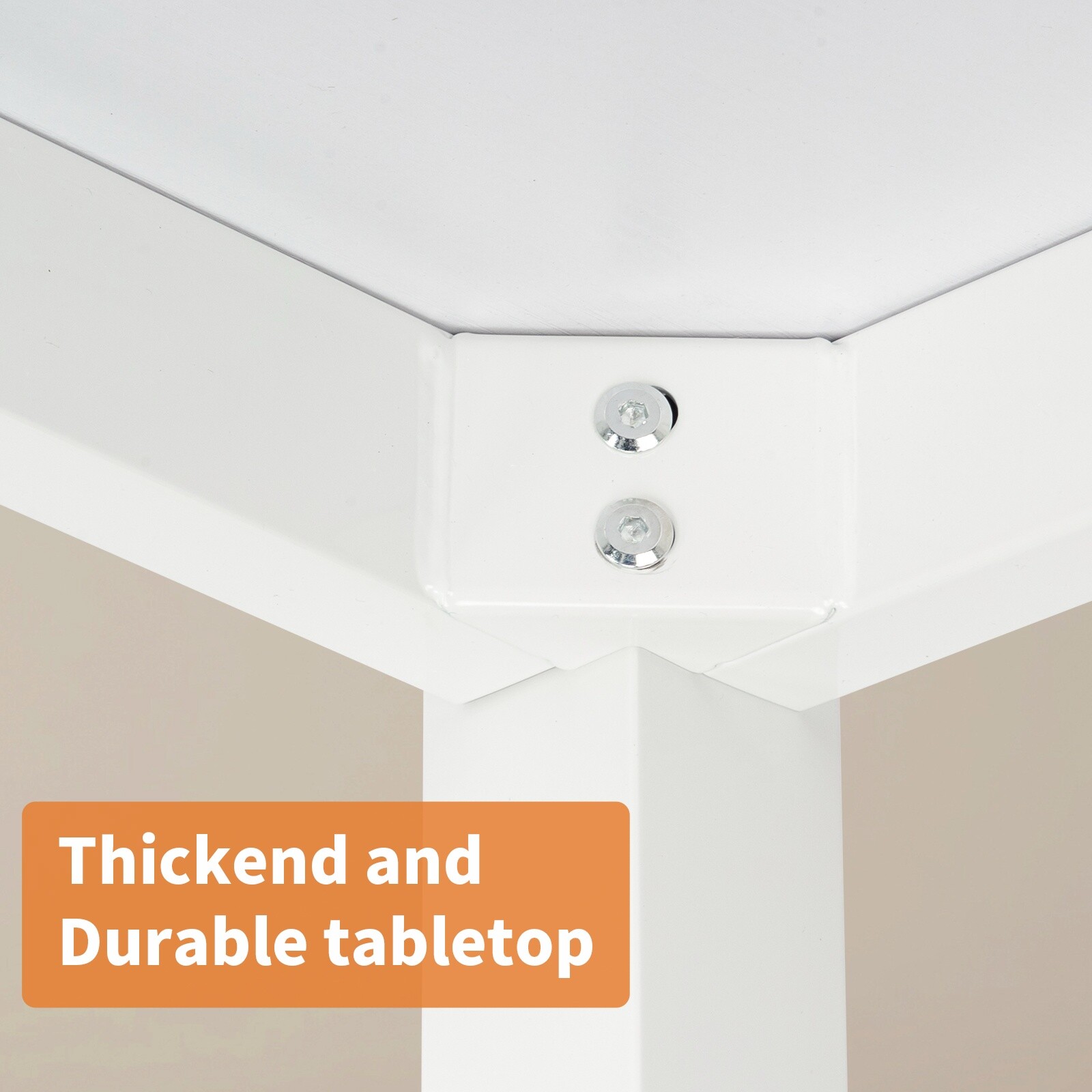 Simple Computer Desk - Portable, White, Steel White Frame & Adjustable Foot Pad