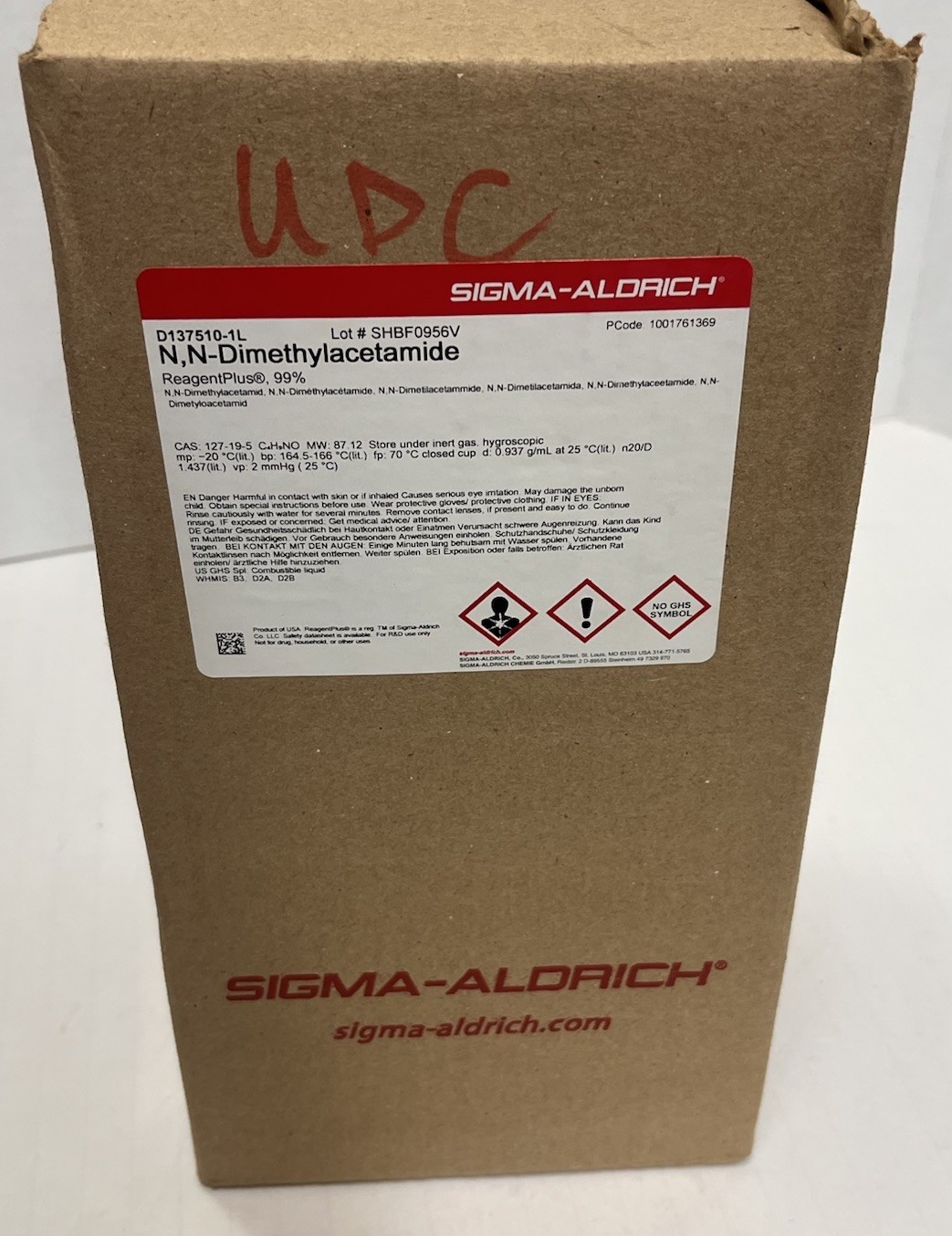 Sigma-Aldrich N,N-Dimethylacetamide ReagentPlus®, 99%, 1L