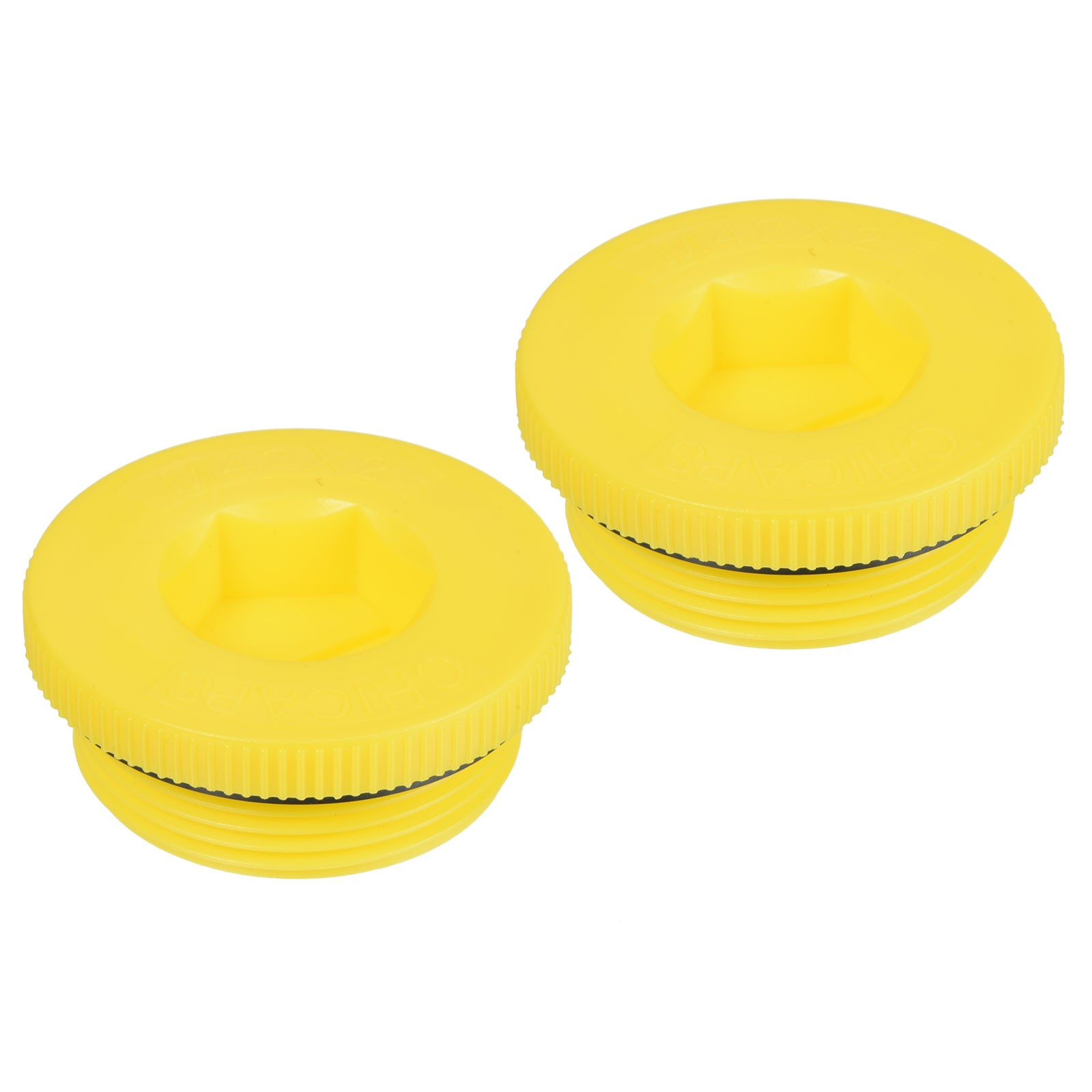 2pcs M42x2 Hold Plugs Plastic Male Thread Hex Socket Sealing End Cap, Yellow