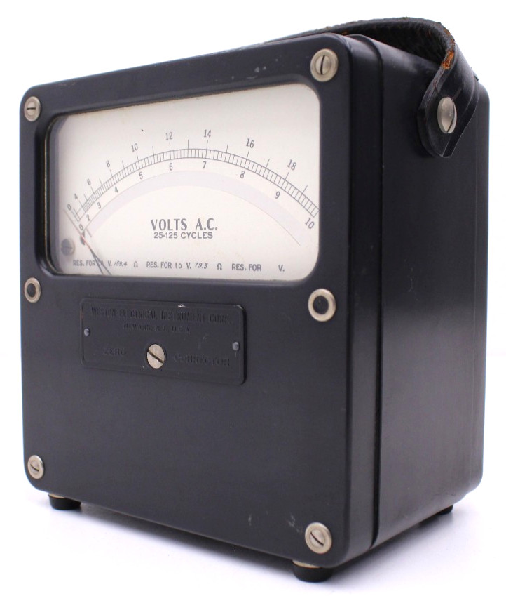Vintage Weston Model 433 Zero Corrector AC Volt Meter - Tested