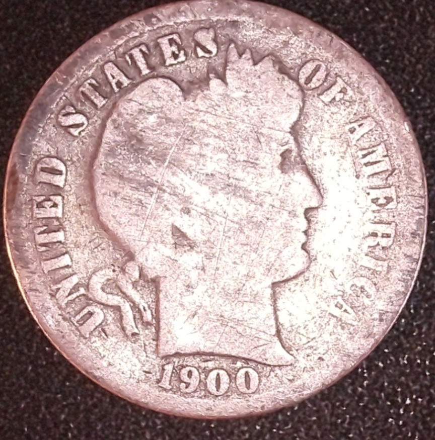 1900 BARBER SILVER DIME 10C