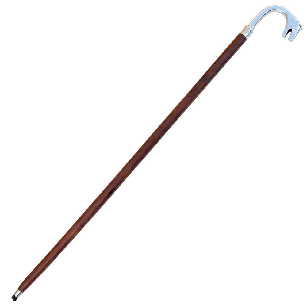 Way of the Alpha Walking Cane | Hand Carved Wood Zinc Handle Mobility Equipment