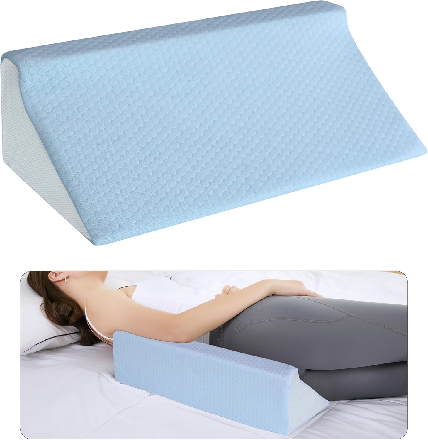 Wedge Pillow for Side Sleeping, Memory Foam Back Pillow Positioners for Side ...