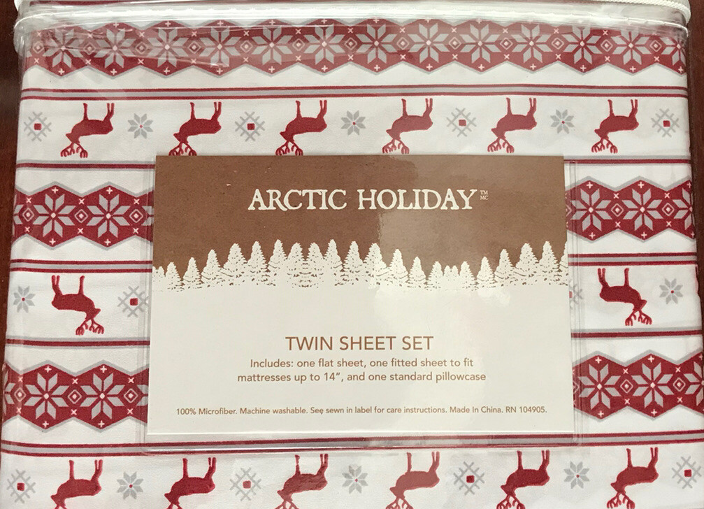 Arctic Holiday TWIN Microfiber Sheet Set 3 Pieces Red Deer New
