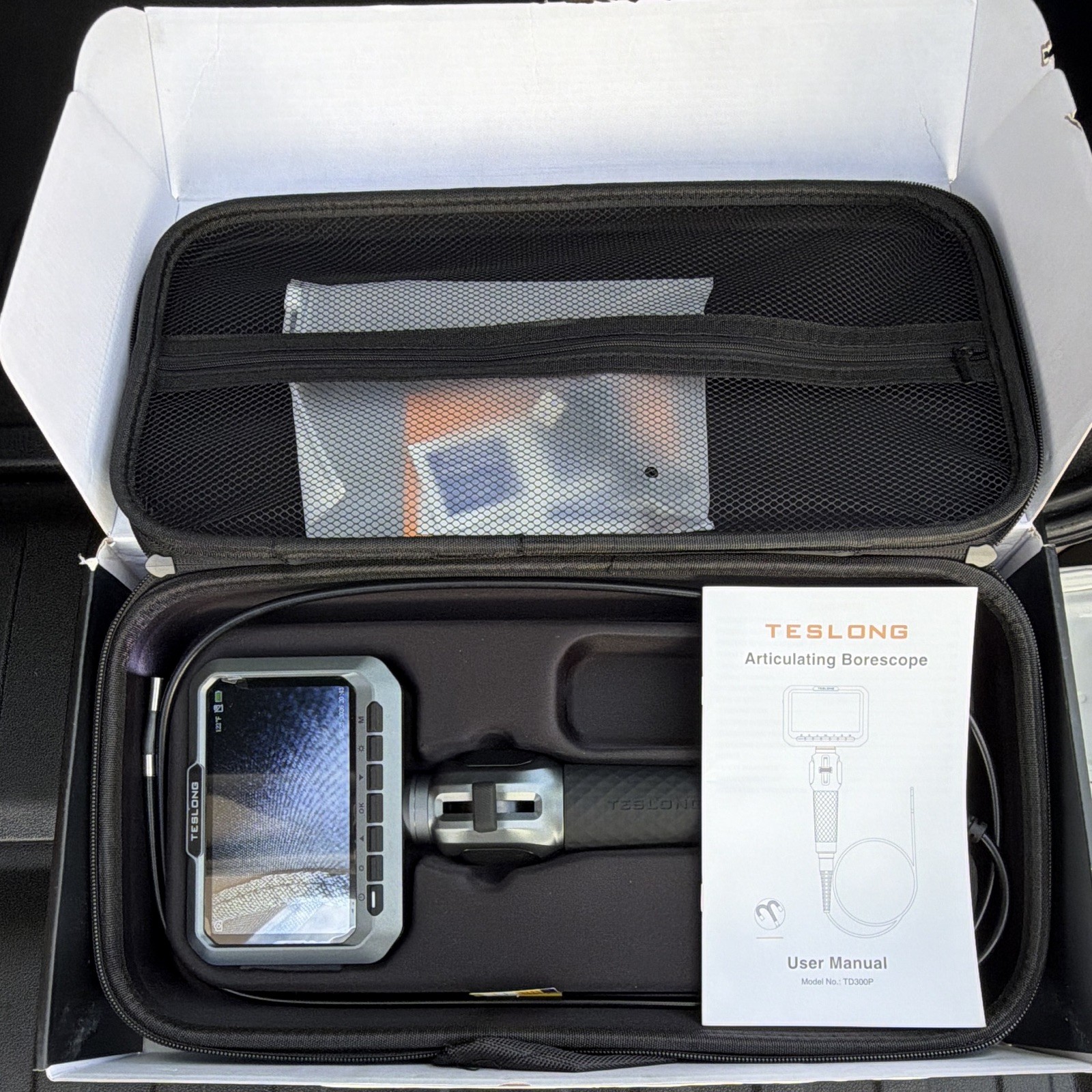 Teslong TD300P Articulating Borescope Inspection Camera LCD Display Flexible