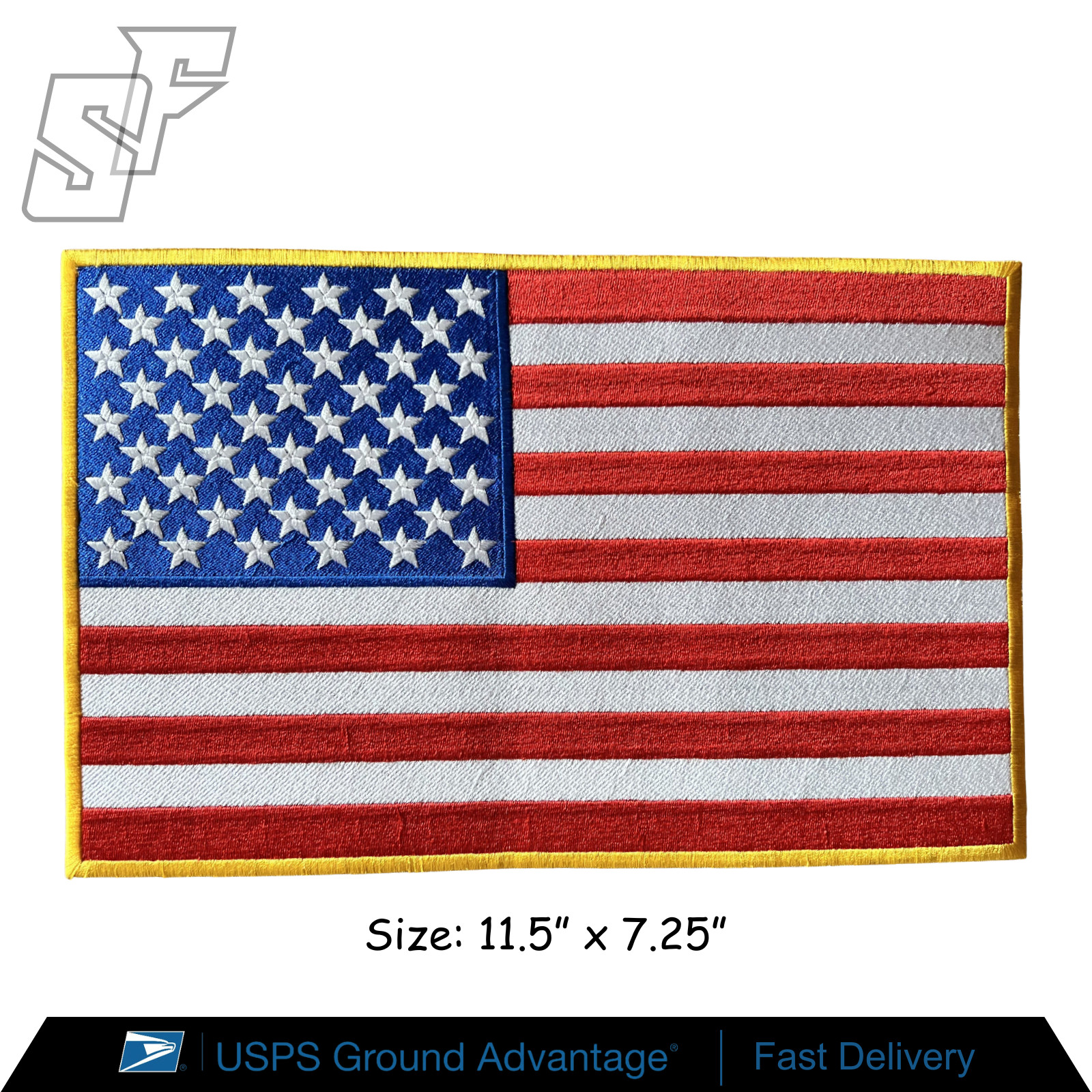 AMERICAN FLAG EMBROIDERED IRON-ON PATCH - LARGE 11-INCH USA
