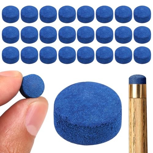 25 Pack 13mm Pool Cue Tips - Premium Hard Leather Replacement Kit for Pool,