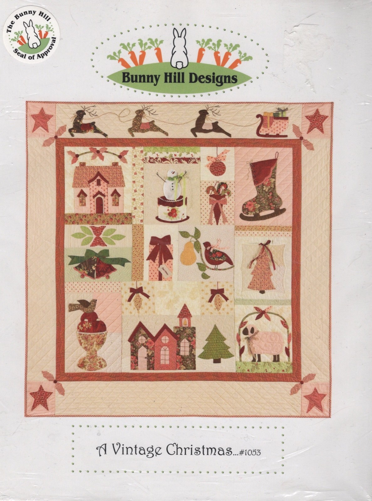 Bunny Hill Design Quilting Pattern A Vintage Christmas Cottagecore Quilt 53 x 55