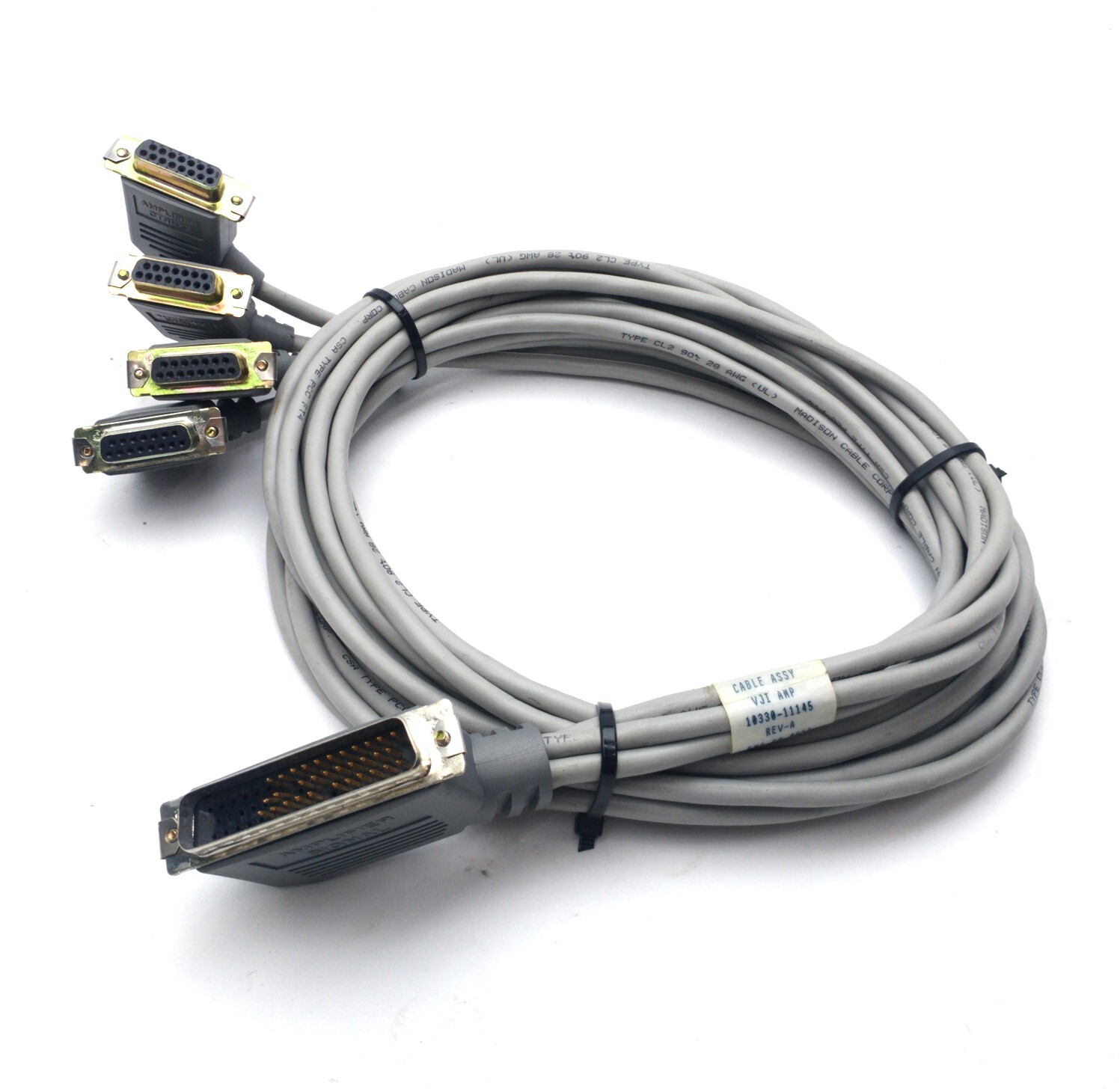 Adept 10330-11145 Rev. A VJI Amp Robot Cable Assembly, DB50 to 4x DB15, 7' Long
