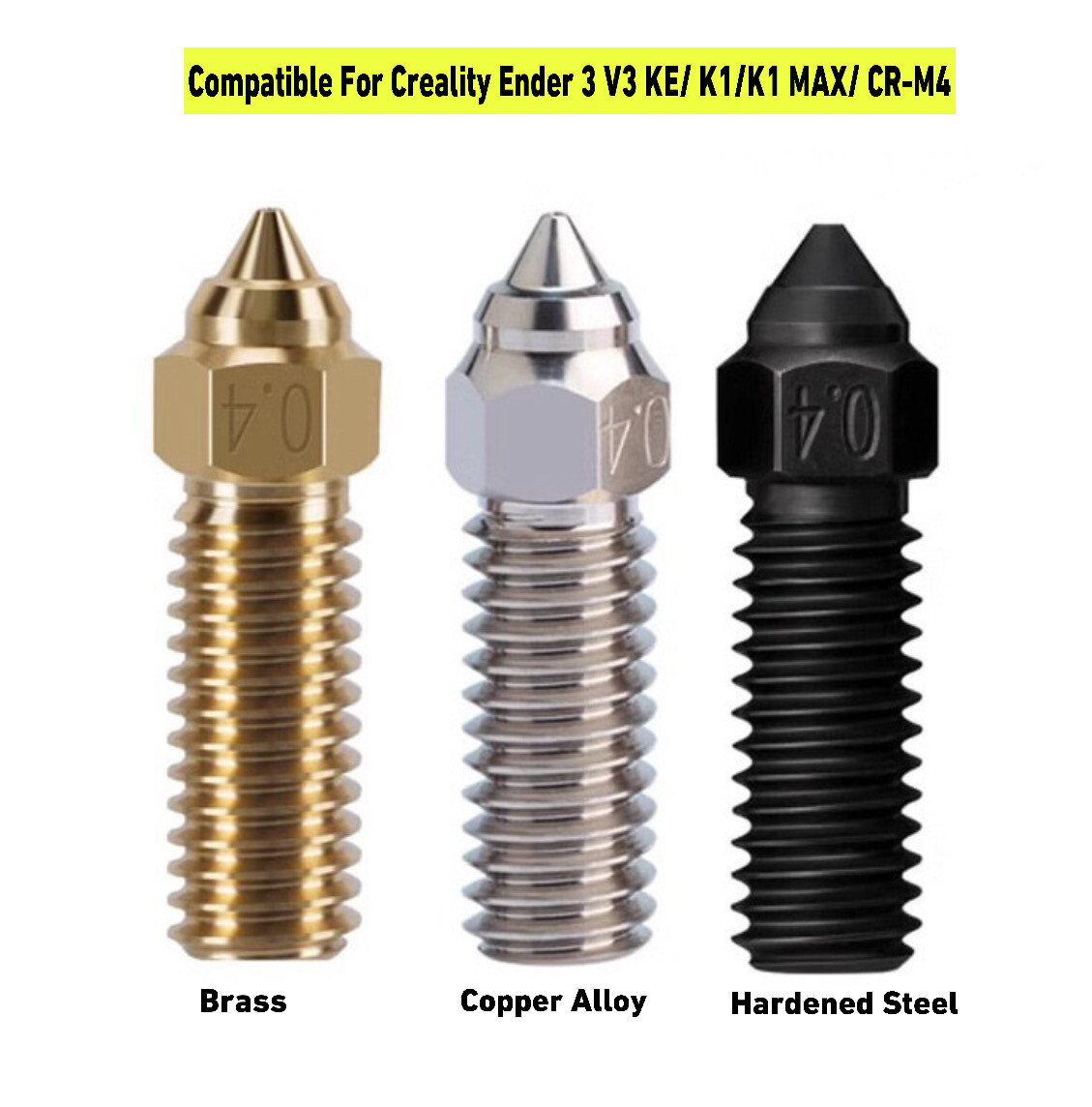 0.2/0.4/0.6/0.8mm Kit Nozzles for Creality Ender 3 V3 KE/K1/K1 MAX/CR-M4