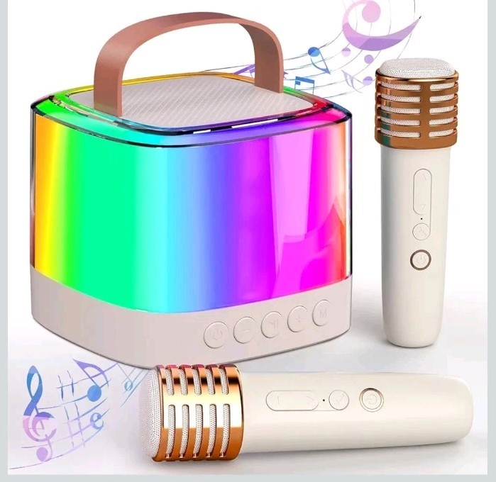 Mini Karaoke Machine for Kids with 2 Wireless Microphones, Portable Bluetooth...