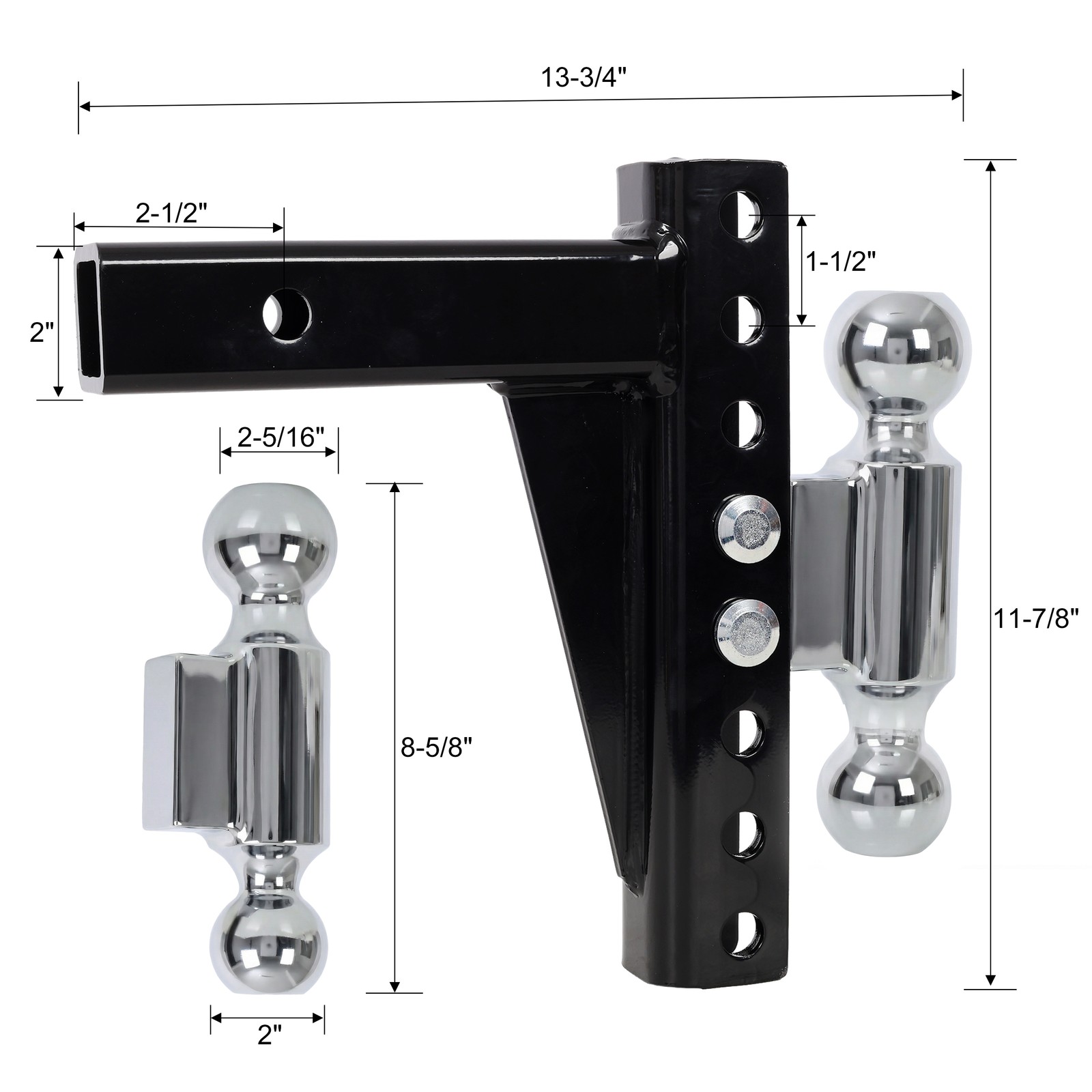 Adjustable Dual Ball Mount 12000lb&10000lb Fits 2" Receiver