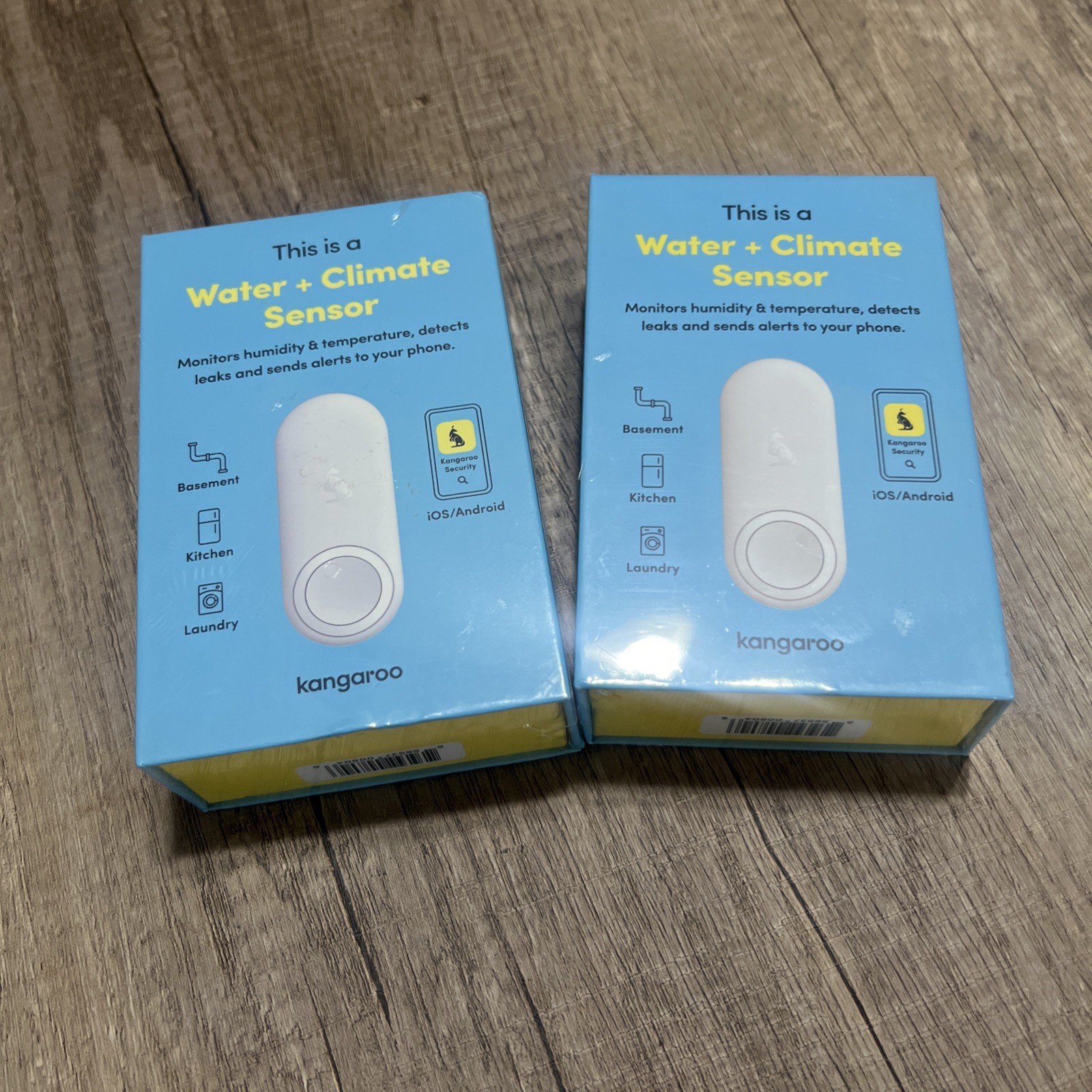 NEW Sealed Kangaroo A0004 Water Leak Detector WiFi Home Security System 2-Pack