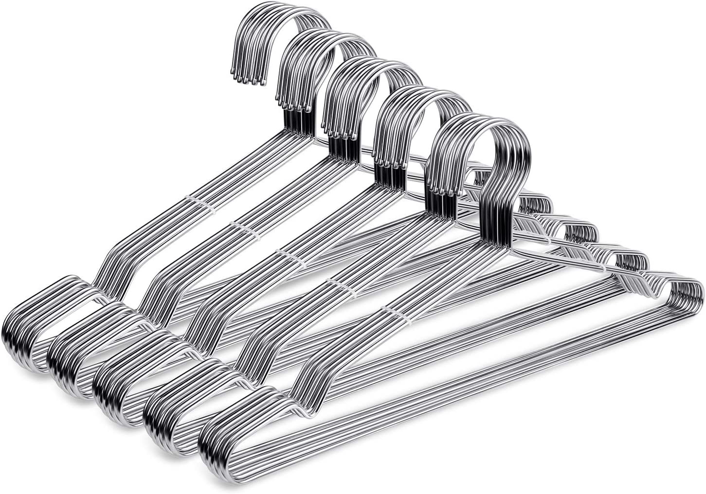 Wire Coat Hangers - 17.7 Inch Heavy Duty Stainless Steel Hangers (50 Pack)
