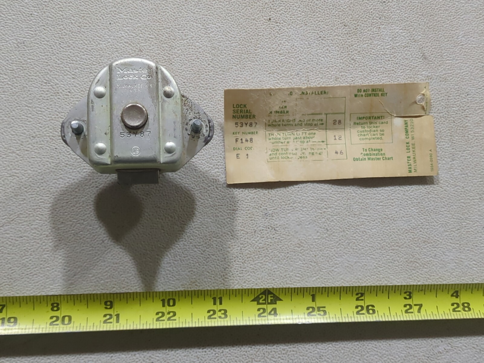 Master Lock Combination Locker Built in Model 1630 With Combo NO KEY INCLUDED