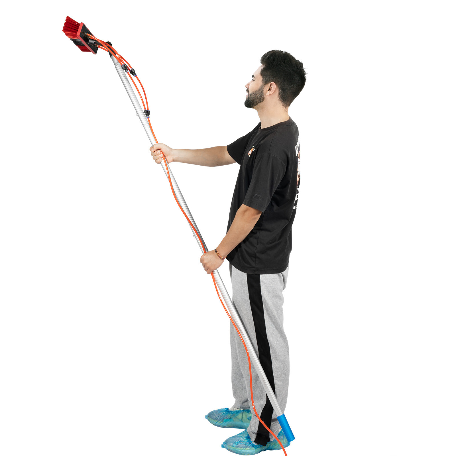 Window Solar Panel Cleaning Extendable Telescopic Pole Water Fed Brush Washer