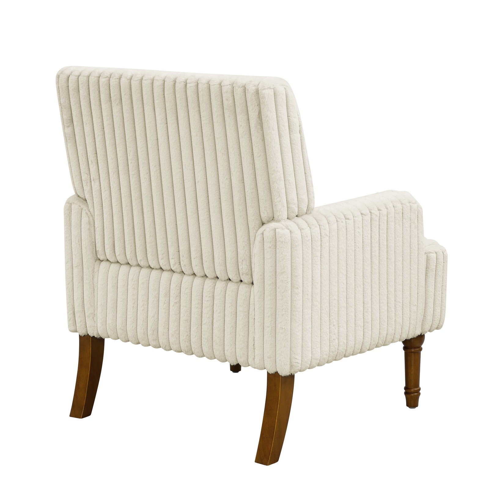 Beige Wide Wale Corduroy Accent Chair Modern Upholstered Armchair Wood Legs