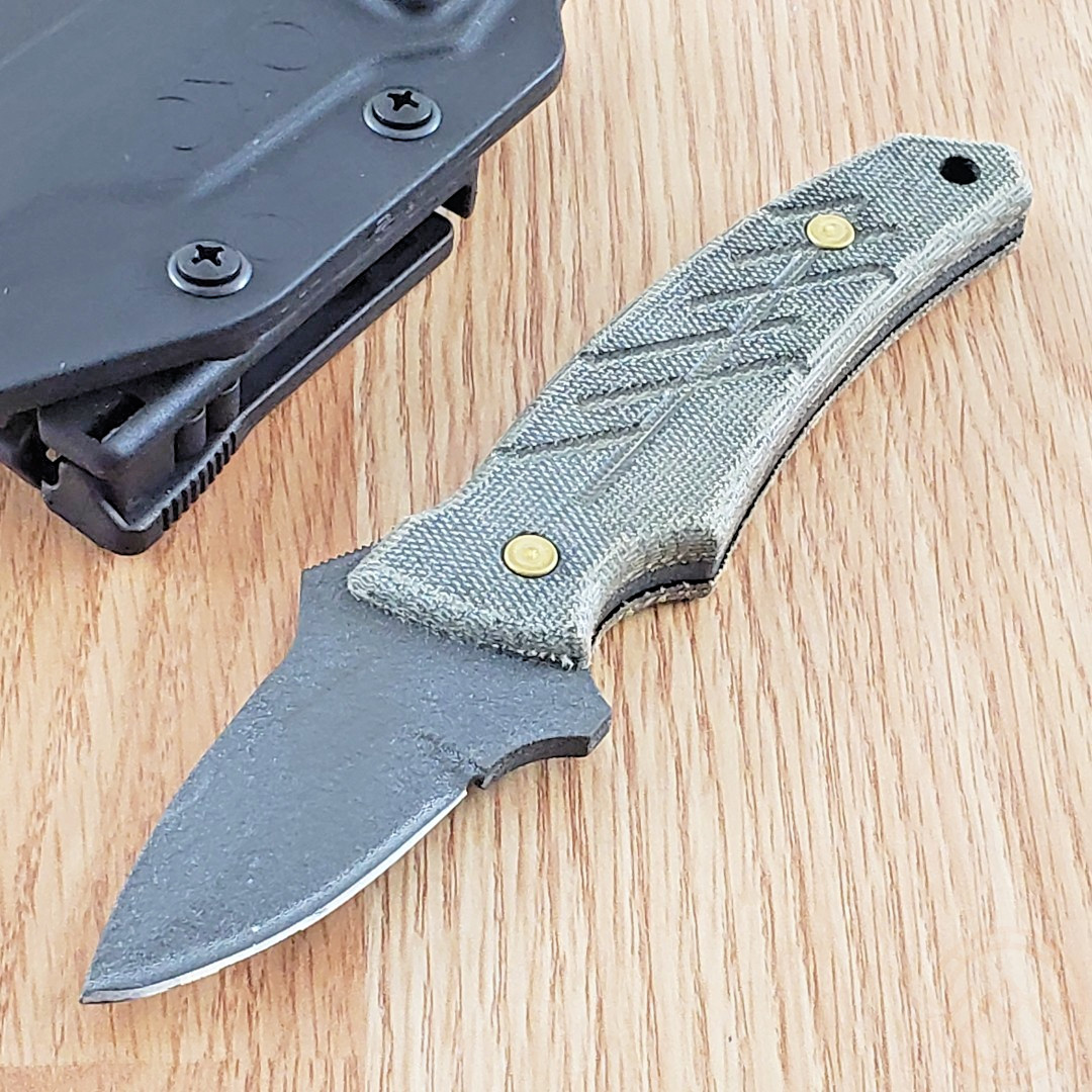 Ontario Nona Fixed Knife 2.5" 420 Steel Full Tang Blade Green Micarta Handle
