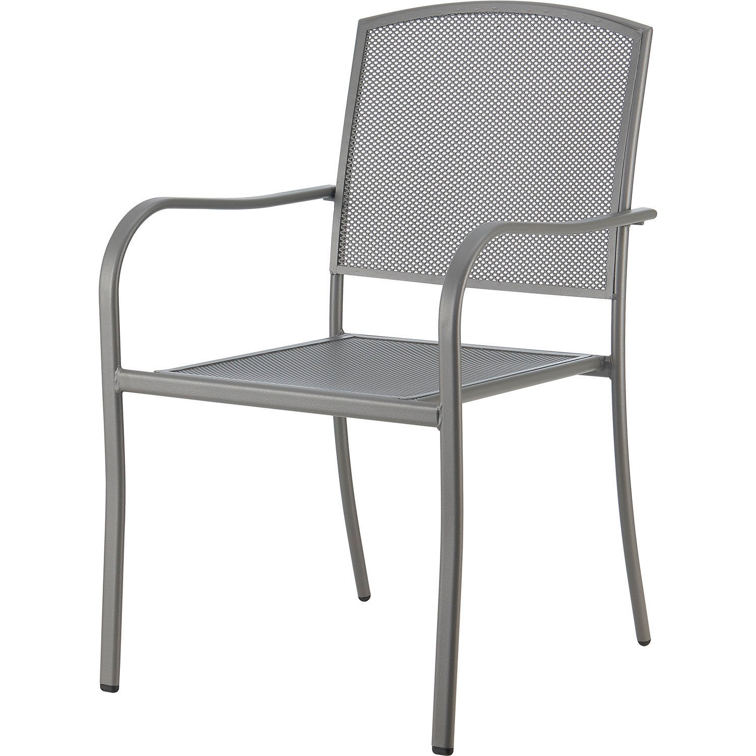 Outdoor Cafe Steel Mesh Stacking Armchair Gray 2 Pack