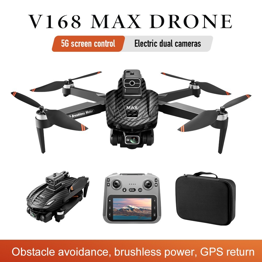 V168 Pro Max GPS Drone, Carbon Fiber Frame, Dual Lenses Camera, Auto Return F