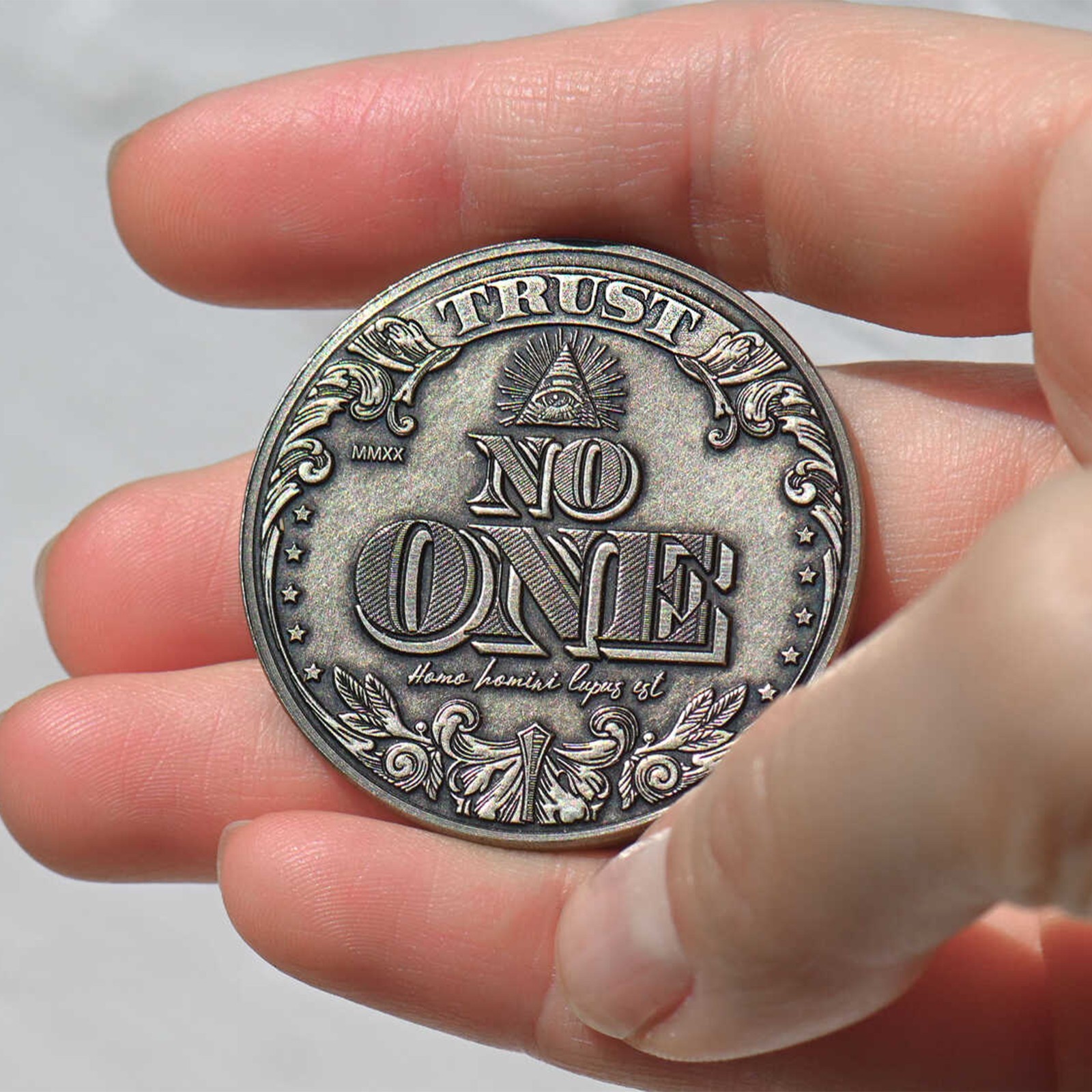 EDC Badass Dollar Challenge Coin | Trust No One Fear No One Medallion Coin
