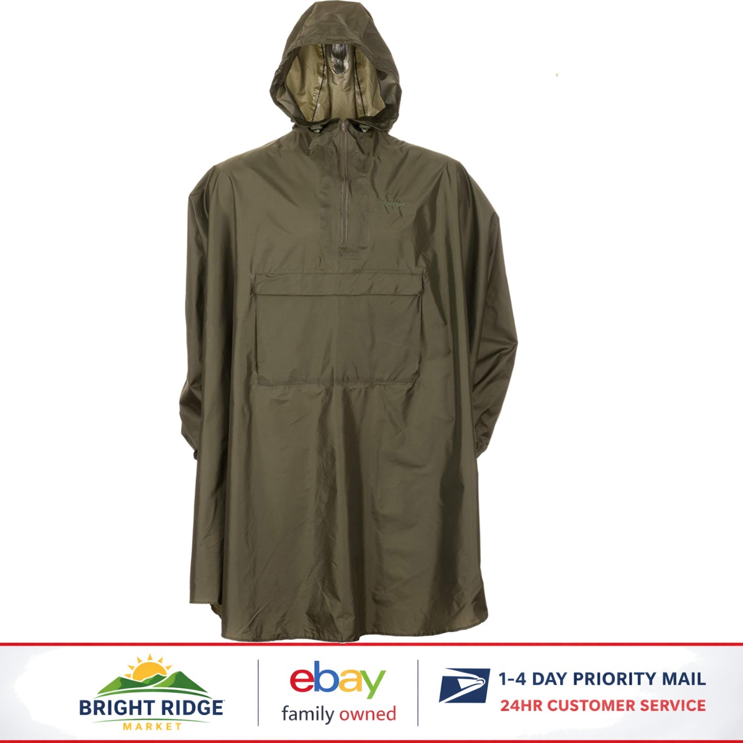 Durable Olive Waterproof Poncho for Hiking, Camping, and Hunting Adventures