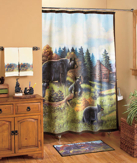 Avanti Black Bear Cubs Bath Collection Shower Curtain Hooks Rug Hand Towel