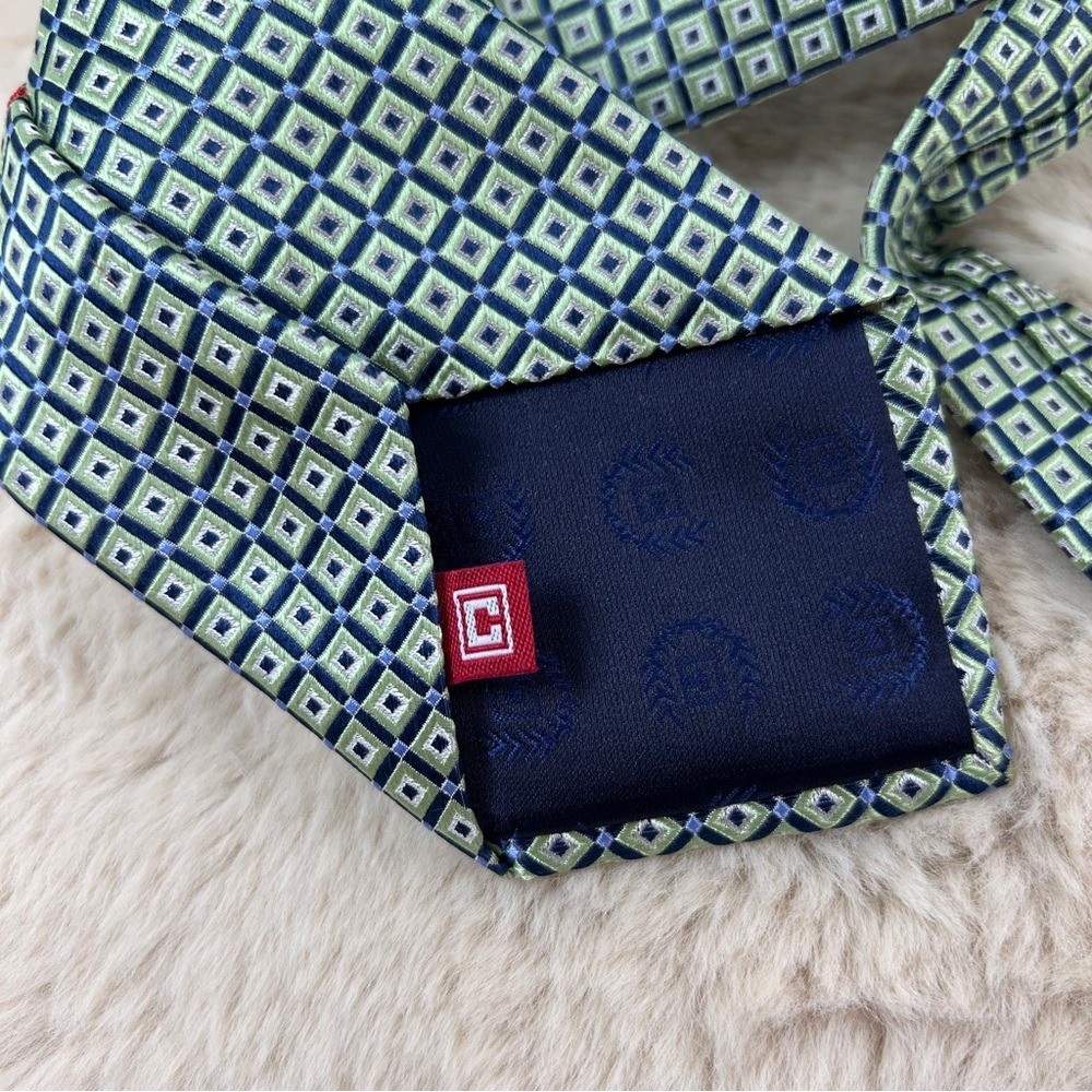 Chaps Black and Green Classic Tie with Geometric Pattern