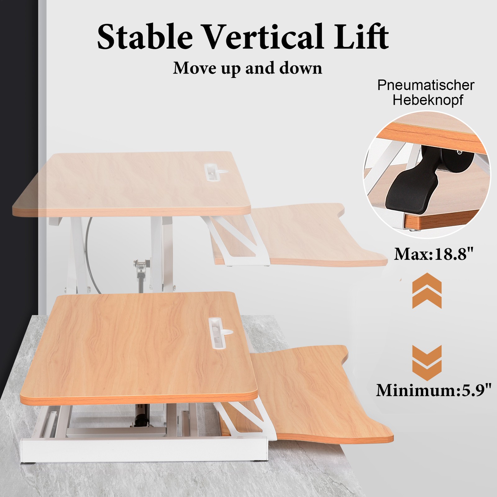 Rustic 37" Height Adjustable Desk Converter