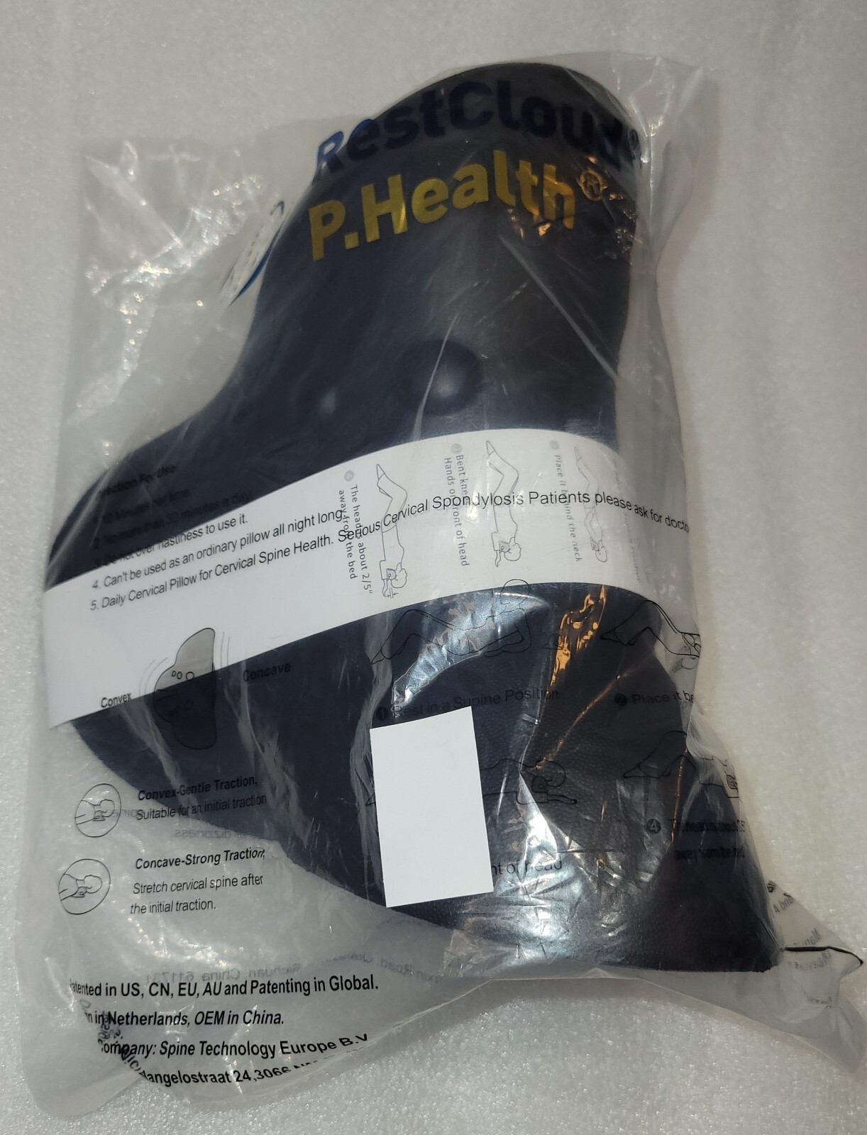 Rest Cloud P. Health Cervical C - Shaped Traction & Alignment Foam Pillow Black