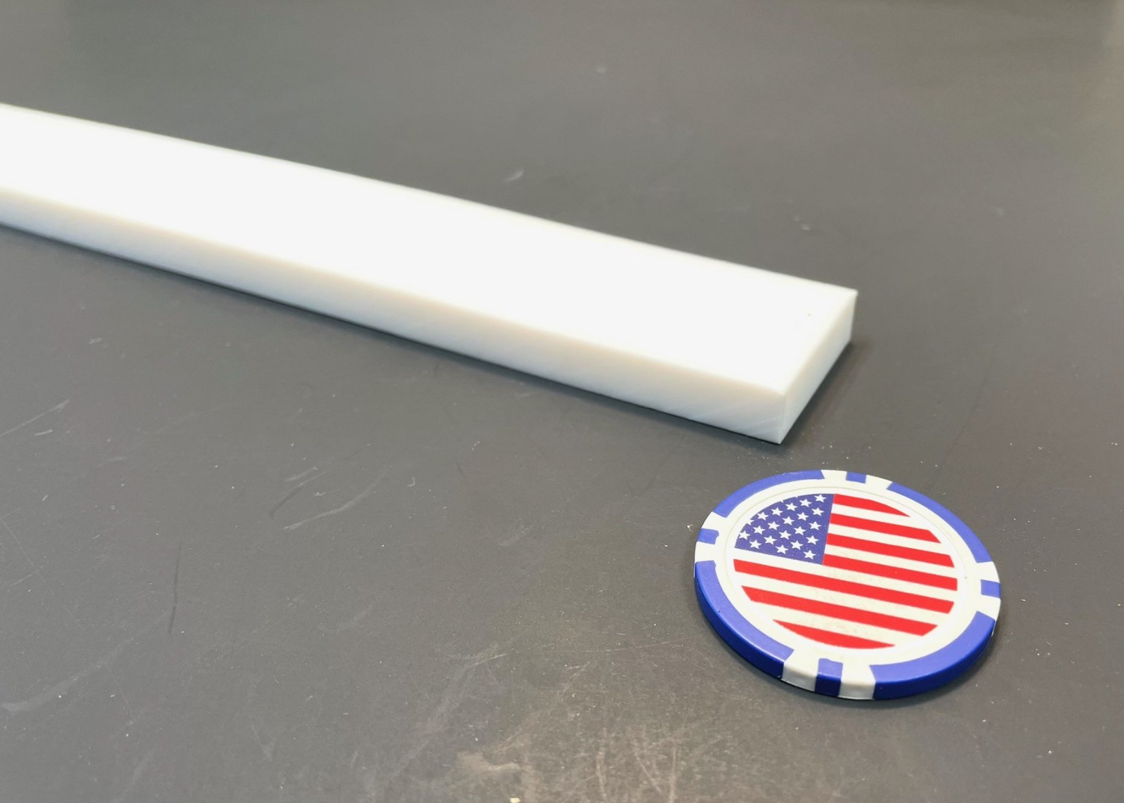 PTFE (Teflon)  Virgin Bar 3/8" - .375" Thick x 1.50" Wide x 12" Long White
