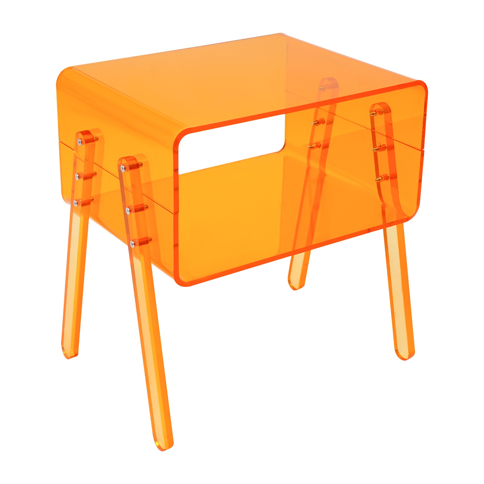 Acrylic Side Table, Orange Nightstand, Decorative Display Table, Coffee Table