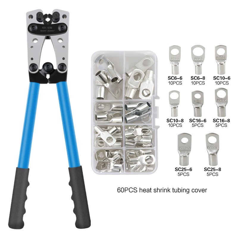 Crimping tool HX-50B for bare terminals and cable connections 60PCS new