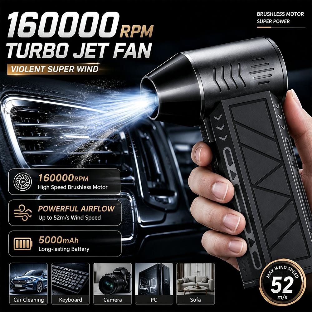 160000RPM Turbo Jet Blower Cordless Air Duster Brushless Electric Dust Cleaner