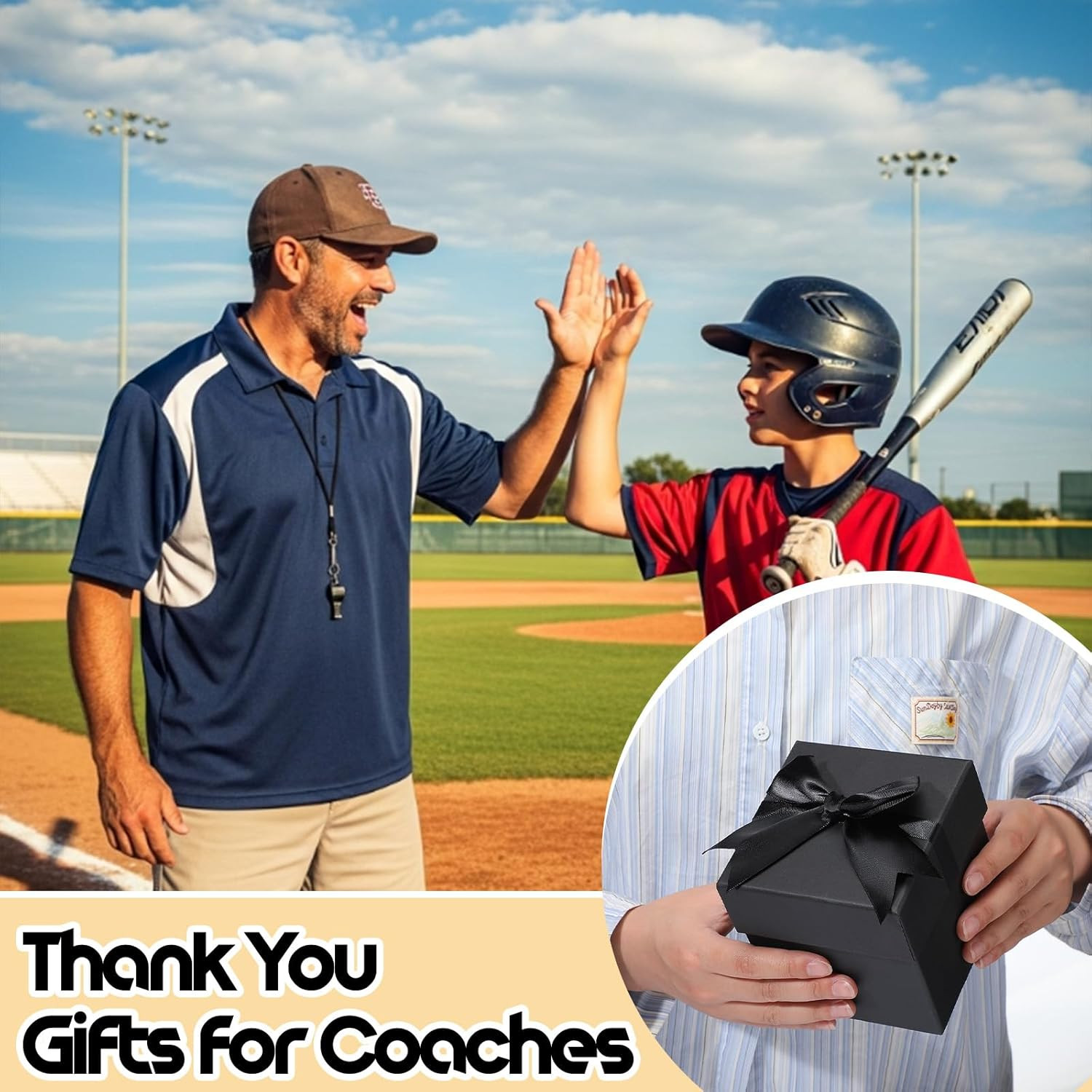Best Baseball Coach Gift Set Include 9 Inch Printed Leather Baseball Greeting Ca