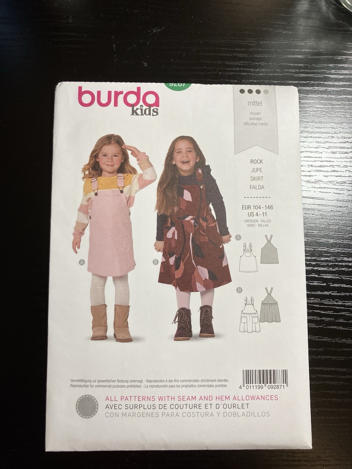 Burda Pattern 9287 Kids Girls Skirt Size 4-11 UNCUT FREE SHIPPING