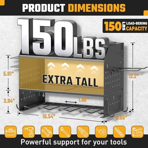 Power Tool Organizer Wall Mount, 3 Layer Charging Station with 6 Black