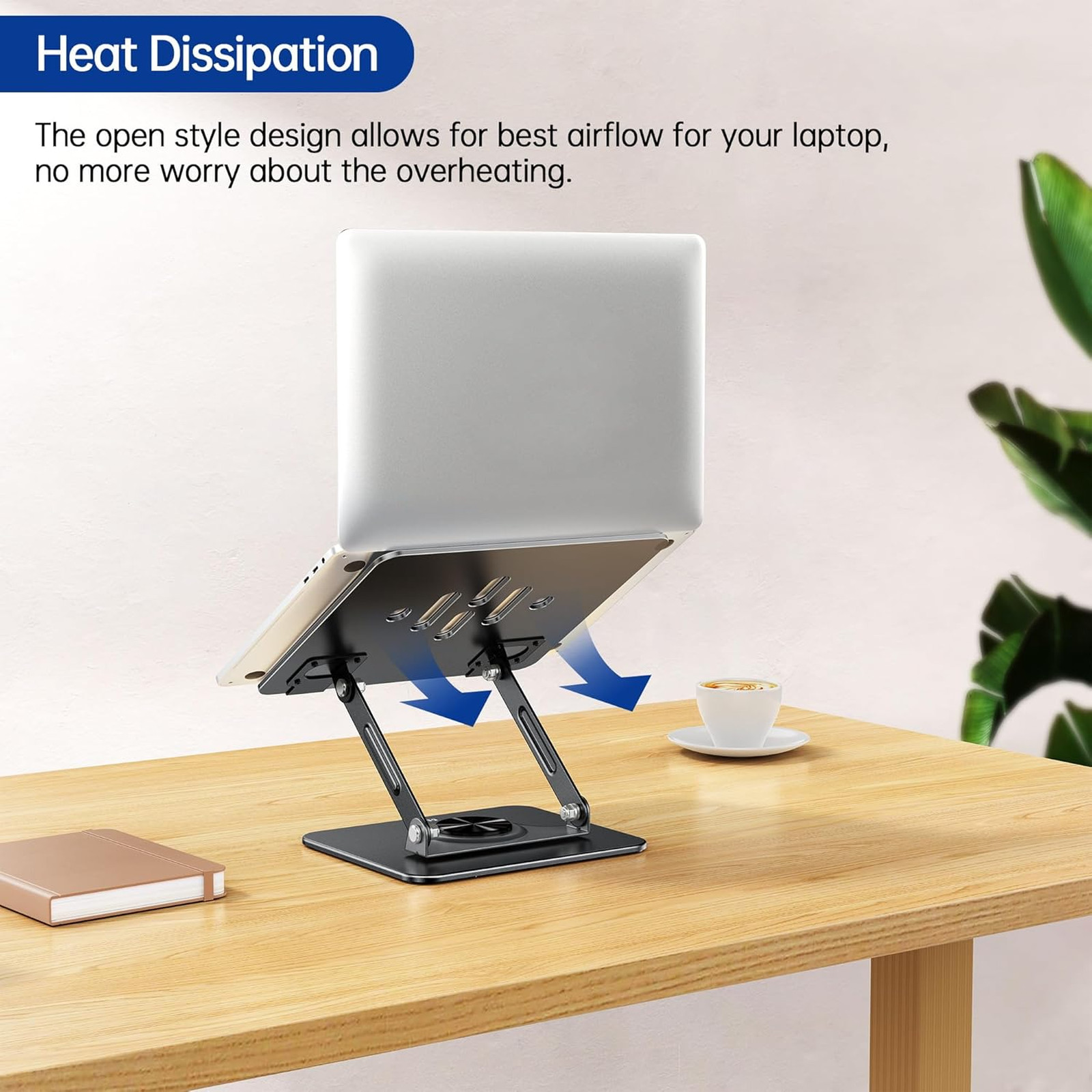 Laptop Stand with Adjustable Height, 360 Degree Rotating Base, Ergonomic