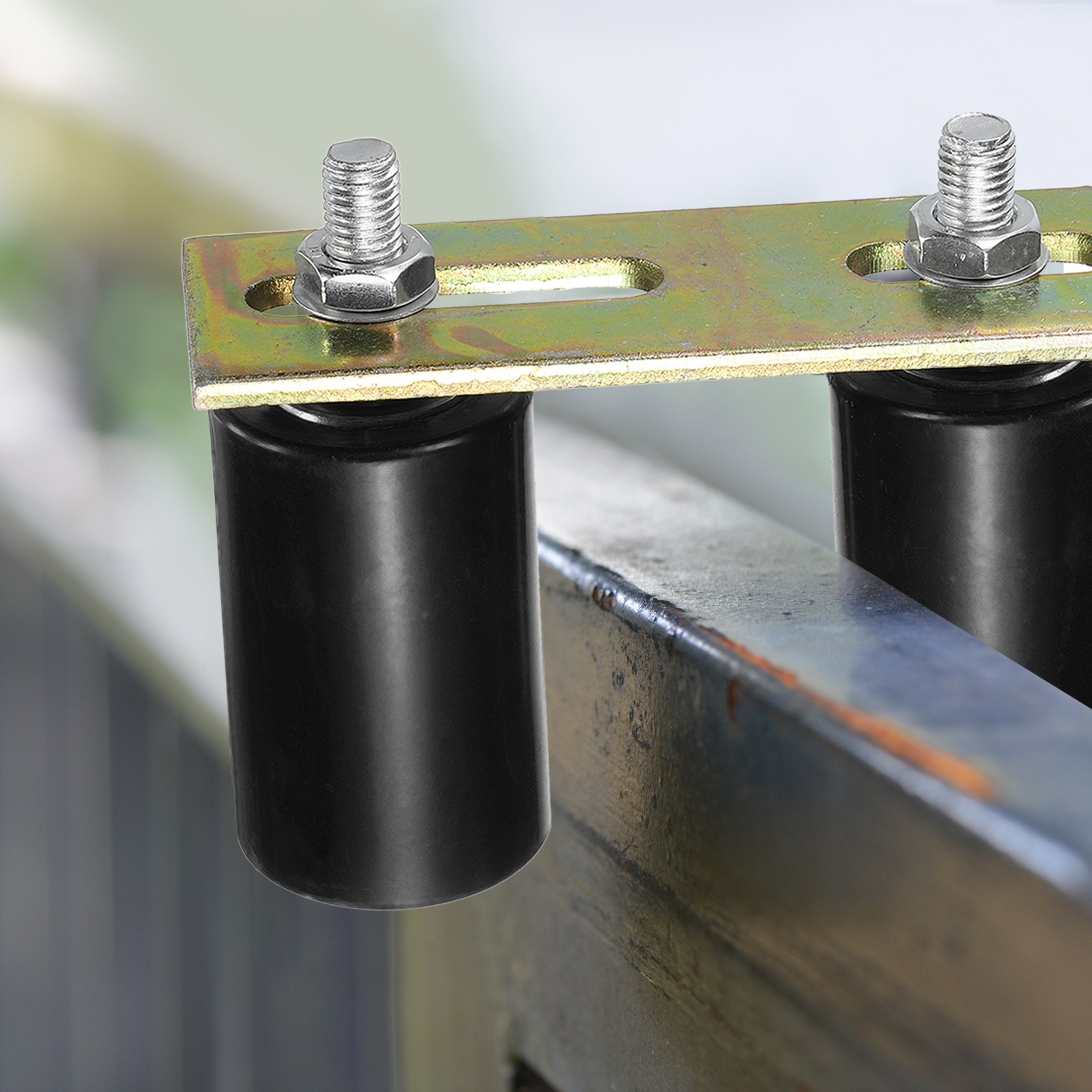 2Set Slide Gate Guide Roller, 2"x2-3/4" Nylon Gate Support & Bracket, Black