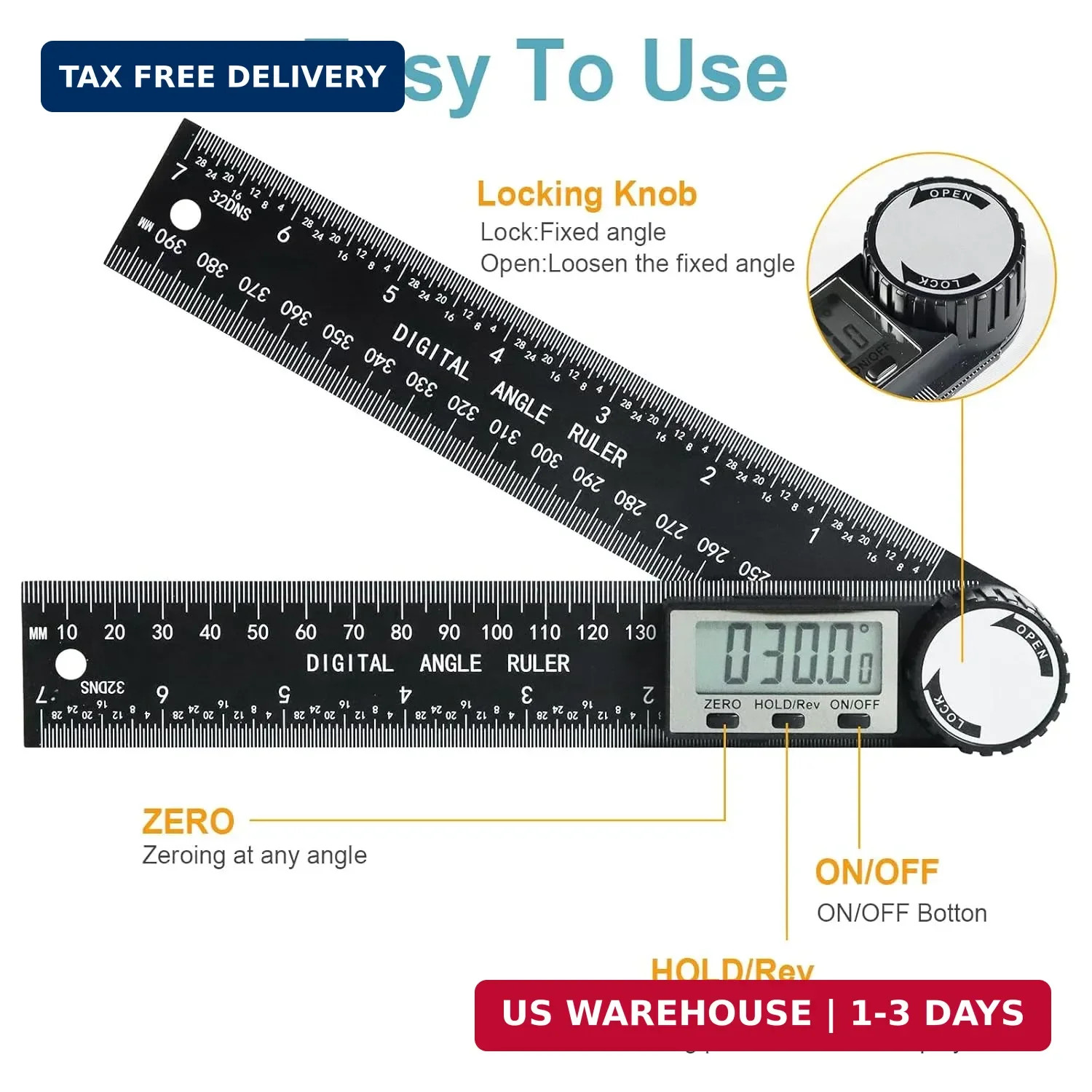 Third Generation Protractor Angle Finder Digital Angle Ruler with 7Inch 200Mm
